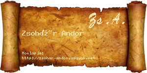 Zsohár Andor névjegykártya